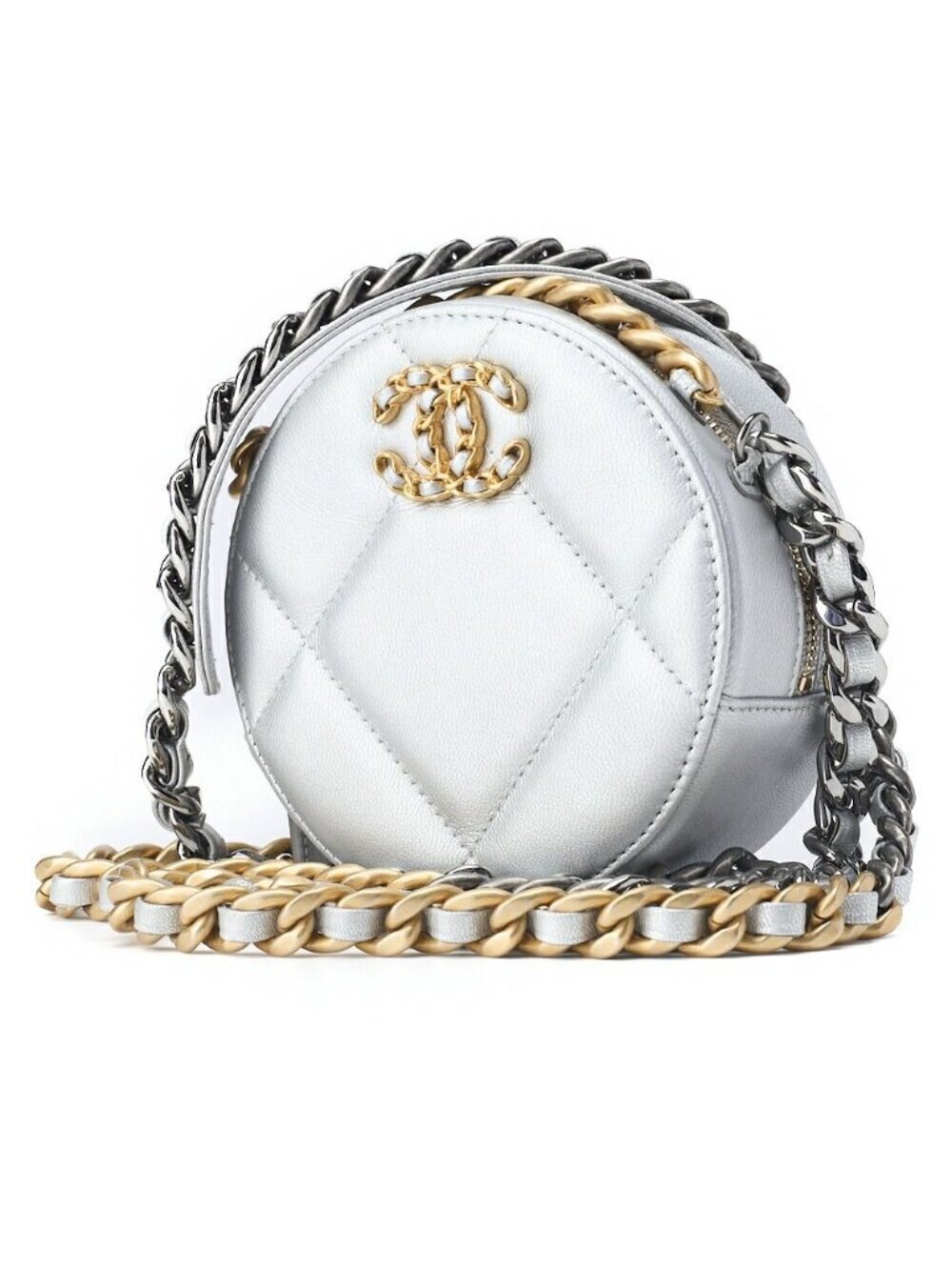 Chanel Tote 19 Quilted Chain Shoulder Lambskin Silver - Picture 3 of 10